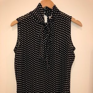 Black Sleeveless Top White Polka Dots